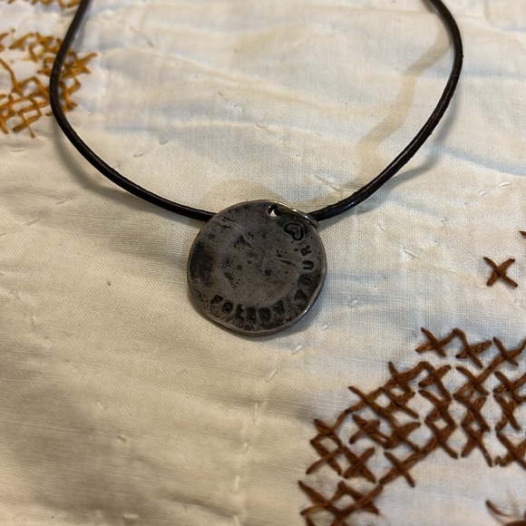 Leather and pewter pendant - Picture 3 of 7